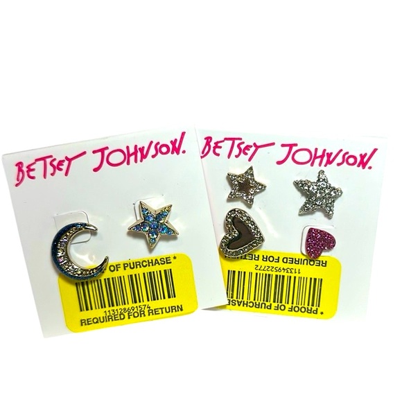 Betsey Johnson earrings New stars moon heart - Picture 1 of 6